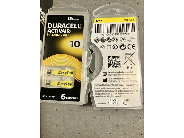 6 pakjes duracell gehoorapparaat batterijen met 6 stuks geel - afbeelding 3 van  5