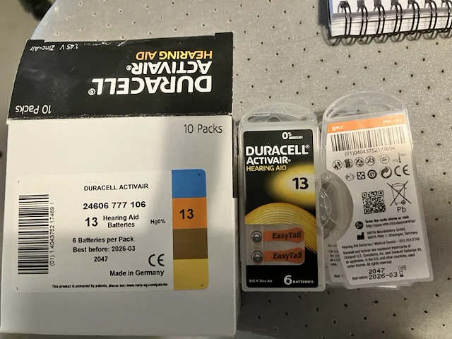 6 pakjes duracell gehoorapparaat batterijen met 6 stuks oranje - afbeelding 4 van  5