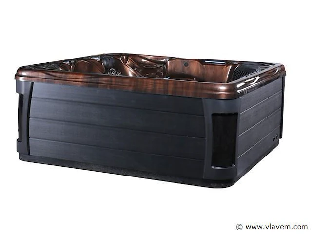 6 persoons outdoor spa met waterjets 230x230cm - bruin / zwarte zijkant incl. wifi - afbeelding 1 van  22
