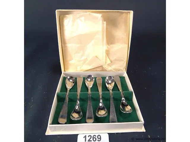 6 sola verzilverde lepel in originele cassette - afbeelding 1 van  5