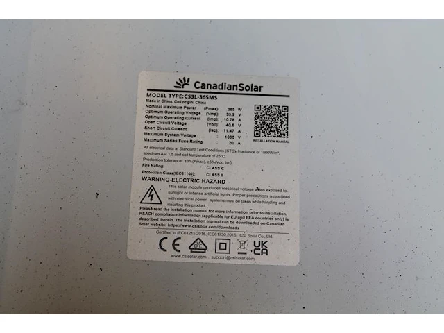 6 stuks zonnepanelen canadian solar cs3l-365ms. - afbeelding 2 van  2