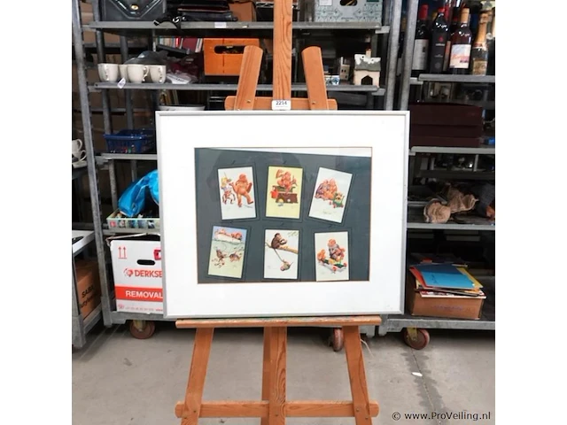 6 tafereeltjes met apen. gesigneerd - afbeelding 1 van  5