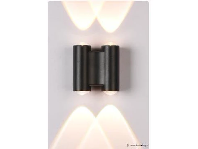 6 x bidirectioneel led wandlamp – 4w – 3500k – ip54 – zwart – sw-47-2 - afbeelding 1 van  3