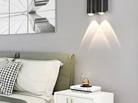 6 x bidirectioneel led wandlamp – 4w – 3500k – ip54 – zwart – sw-47-2 - afbeelding 2 van  3