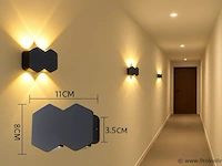 6 x bidirectionele led wandlamp – 4w – 3500k – ip54 – zwart – sw-51-2 - afbeelding 1 van  4