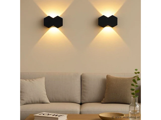 6 x bidirectionele led wandlamp – 4w – 3500k – ip54 – zwart – sw-51-2 - afbeelding 4 van  4