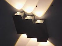 6 x bidirectionele led wandlamp – 6w – 3500k – ip54 – zwart – sw-45-3 - afbeelding 1 van  3