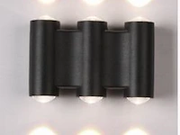 6 x bidirectionele led wandlamp – 6w – 3500k – ip54 – zwart – sw-47-3 - afbeelding 1 van  3
