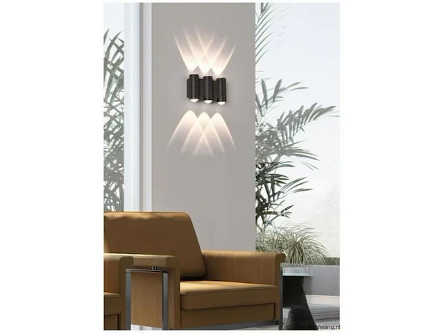 6 x bidirectionele led wandlamp – 6w – 3500k – ip54 – zwart – sw-47-3 - afbeelding 2 van  3