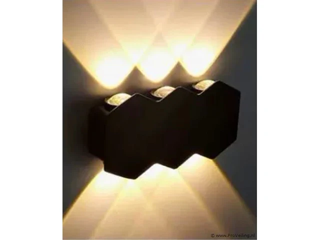 6 x bidirectionele led wandlamp – 6w – 3500k – ip54 – zwart – sw-51-3 - afbeelding 1 van  5
