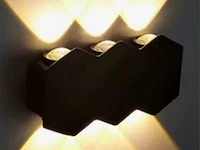 6 x bidirectionele led wandlamp – 6w – 3500k – ip54 – zwart – sw-51-3 - afbeelding 1 van  5