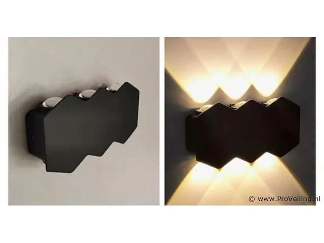 6 x bidirectionele led wandlamp – 6w – 3500k – ip54 – zwart – sw-51-3 - afbeelding 2 van  5
