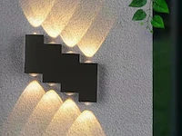 6 x bidirectionele led wandlamp – 8w – 3500k – ip54 – zwart – sw-45-4 - afbeelding 1 van  2