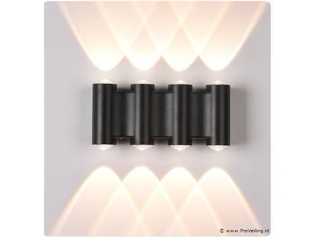 6 x bidirectionele led wandlamp – 8w – 3500k – ip54 – zwart – sw-47-4 - afbeelding 1 van  3