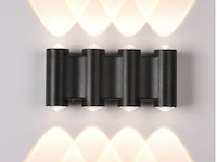 6 x bidirectionele led wandlamp – 8w – 3500k – ip54 – zwart – sw-47-4 - afbeelding 1 van  3