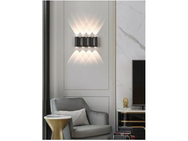 6 x bidirectionele led wandlamp – 8w – 3500k – ip54 – zwart – sw-47-4 - afbeelding 2 van  3