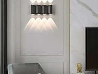 6 x bidirectionele led wandlamp – 8w – 3500k – ip54 – zwart – sw-47-4 - afbeelding 2 van  3