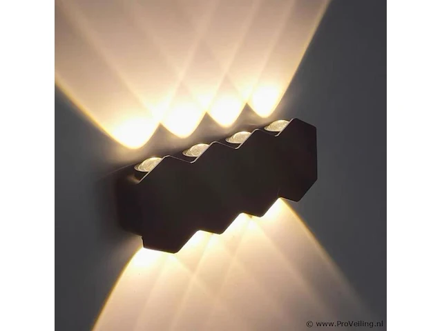 6 x bidirectionele led wandlamp – 8w – 3500k – ip54 – zwart – sw-51-4 - afbeelding 1 van  5