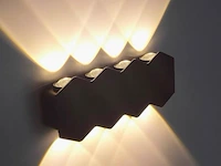 6 x bidirectionele led wandlamp – 8w – 3500k – ip54 – zwart – sw-51-4 - afbeelding 1 van  5