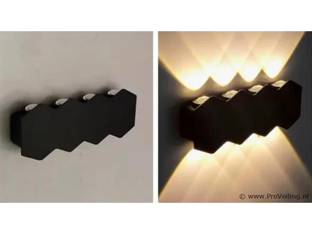 6 x bidirectionele led wandlamp – 8w – 3500k – ip54 – zwart – sw-51-4 - afbeelding 2 van  5