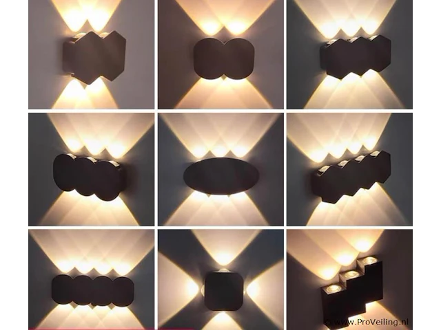 6 x bidirectionele led wandlamp – 8w – 3500k – ip54 – zwart – sw-51-4 - afbeelding 4 van  5