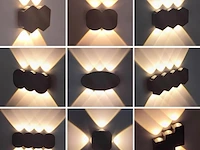 6 x bidirectionele led wandlamp – 8w – 3500k – ip54 – zwart – sw-51-4 - afbeelding 4 van  5