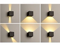 6 x cube black bidirectionele led wandlamp – 2x5w – 3500k neutraal wit – ip54 (sw-2312-2) - afbeelding 1 van  5