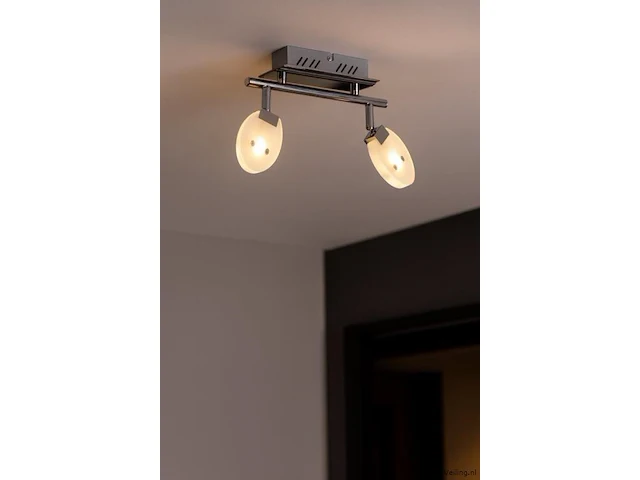 6 x led plafondlamp – 2 spots – hl7162l – 2 x 5w max – 4000k – neutraal wit – zilver - afbeelding 1 van  4