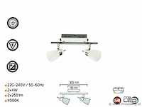 6 x led plafondlamp – 2 spots – hl7192l – 2 x 4w max – 4000k – neutraal wit – zilver - afbeelding 4 van  4