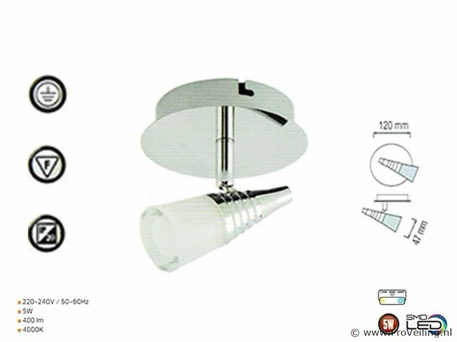 6 x led plafondspot – di02 – 5w – 4000k – neutraal wit – zilver - afbeelding 4 van  4