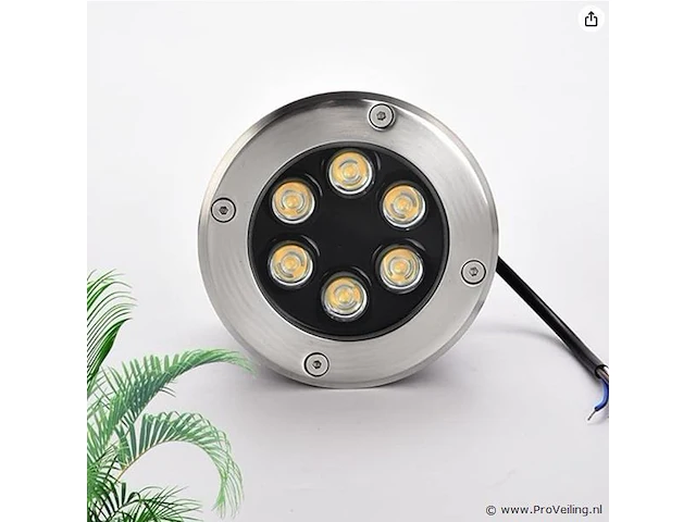 6 x led ronde grondspot 6w – 600 lm – ip65 waterdicht – rvs – buiten (azur-6) - afbeelding 1 van  4