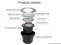 6 x led ronde grondspot 6w – 600 lm – ip65 waterdicht – rvs – buiten (azur-6) - afbeelding 2 van  4