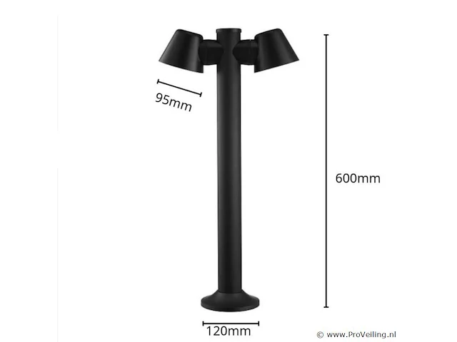 6 x led tuinlamp – 2 x gu10 roterend – 60 cm – ip54 waterdicht – zwart (sla-34) - afbeelding 5 van  5