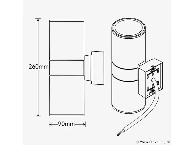 6 x led wandlamp - bidirectioneel - cylinder (sw-2302-2e) - e27 - afbeelding 2 van  4