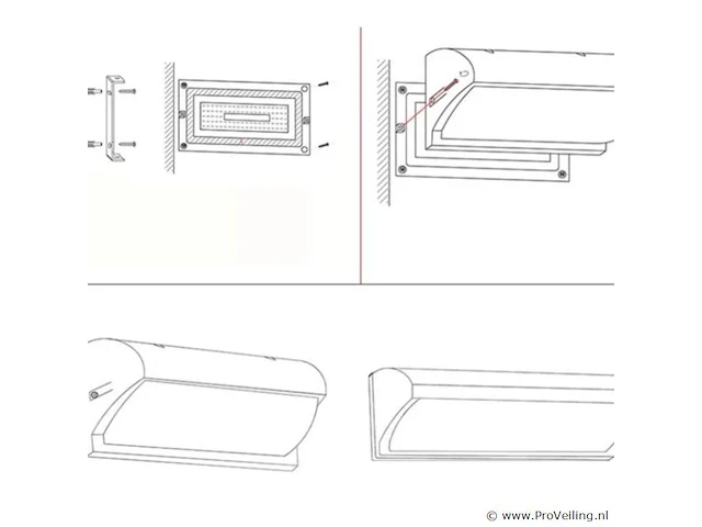 6 x led wandlamp 12w – 3500k neutraal wit – zwart – ip54 (saw-05) - afbeelding 4 van  4