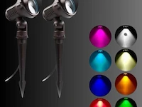 6 x rgb led-spot – ip54waterdicht – aluminium – ø60 mm – inclusief lamp - afbeelding 1 van  4
