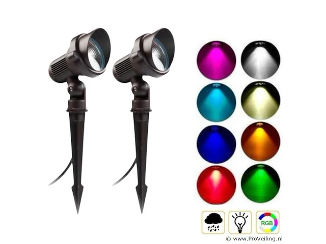 6 x rgb led-spot – ip54waterdicht – aluminium – ø60 mm – inclusief lamp - afbeelding 4 van  4
