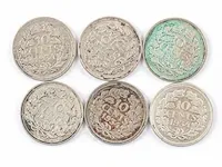 6 zilveren munten koningin wilhelmina , 1934 - afbeelding 2 van  2