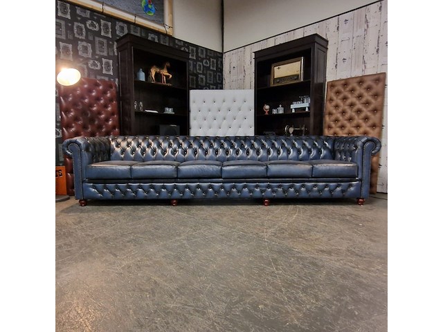 6-zits bank chesterfield, brighton, blauw - afbeelding 1 van  6