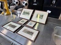6x aquarel in lijst met handtekening 2x anton reuvers, 2x t. huisinga, 2x emil lund - afbeelding 4 van  11