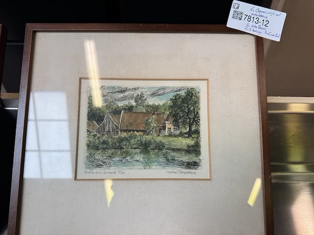 6x aquarel in lijst met handtekening 2x anton reuvers, 2x t. huisinga, 2x emil lund - afbeelding 6 van  11