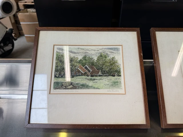 6x aquarel in lijst met handtekening 2x anton reuvers, 2x t. huisinga, 2x emil lund - afbeelding 7 van  11