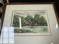 6x aquarel in lijst met handtekening 2x anton reuvers, 2x t. huisinga, 2x emil lund - afbeelding 9 van  11