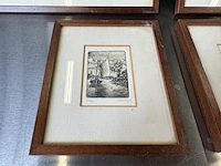 6x aquarel in lijst met handtekening 2x anton reuvers, 2x t. huisinga, 2x emil lund - afbeelding 10 van  11