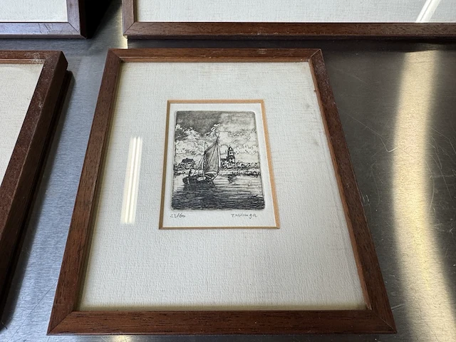 6x aquarel in lijst met handtekening 2x anton reuvers, 2x t. huisinga, 2x emil lund - afbeelding 11 van  11