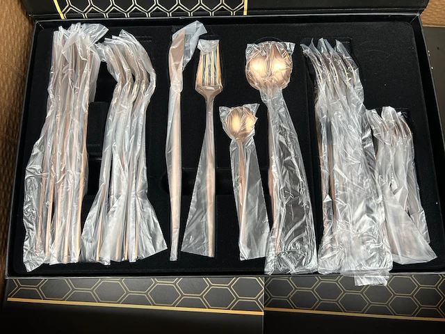 6x bestekset 6-persoons 24-delig rosé goud/goud - afbeelding 2 van  4