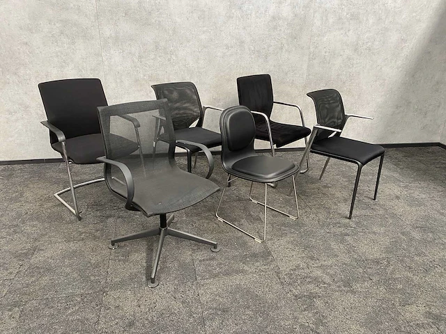 6x conferentiestoel designmix zwart/chroom - afbeelding 1 van  22