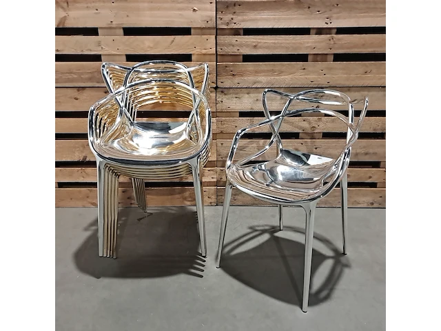 6x design stoel, kartell, masters, goud & zilver, design philippe starck with eugeni quitllet - afbeelding 1 van  7