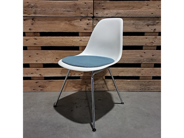 6x design stoel met vast zitkussen, vitra., eames, blauw & groen - afbeelding 1 van  9