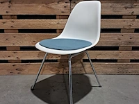 6x design stoel met vast zitkussen, vitra., eames, blauw & groen - afbeelding 1 van  9